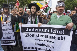 Orthodox Jews and Palestinians demonstrate together during the Al Quds demonstration. Over 1000
