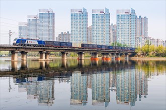 Goods train of the Chinese railway China Railway CR in Beijing, China, Asia