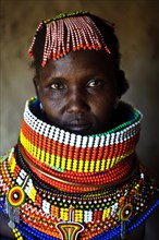 Portrait of a young woman from the Turkana tribe, Kenya, Africa