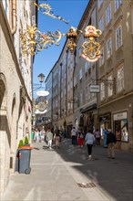 Historic advertising signs, Gertriedegasse, City of Salzburg, Province of Salzburg, Austria, Europe