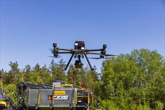Fighting forest fires with all-terrain large-scale technology, Leupoldishain, Saxony, Germany,