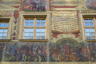 Historic house facade, facade painting in the old town of Schaffhausen, Canton of Schaffhausen,