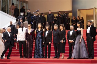 Cannes, France, 14.5.2024: Omar Sy, Greta Gerwig, Lily Gladstone, Nadine Labaki, Hirokazu Kore-eda,