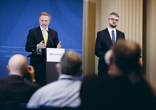 Christian Lindner (FDP), Federal Minister of Finance, photographed during a press conference on tax