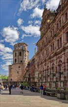 Heidelberg Bell Tower and Castle Ruins, Heidelberg Castle, Heidelberg, Baden-Wuerttemberg, Germany,