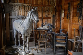 Fort Dodge, Iowa, A saddle makers shop at the Fort Museum and Frontier Village. Operated by the