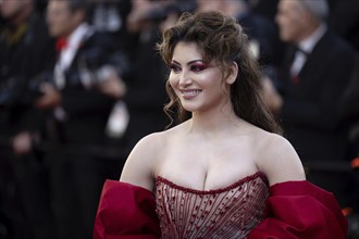 Cannes, France, 16.5.2024: Urvashi Rautela at the premiere of Megalopolis on the red carpet of the