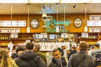 Huge crowds at the famous Katz's Deli in New York City