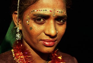 Hindu bride from a low caste, young woman from the Gaduliya Lohar caste, Rajasthan, India. Gaduliya
