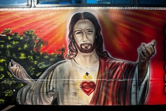 Jesus Christ painted on a public transport, public transports called matatu, Nairobi, Kenya, Africa