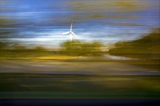 Long exposure from a moving train, Bueckeburg, Lower Saxony, Germany, Europe