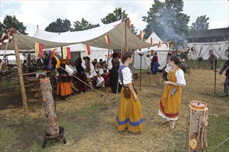 Tradition. Frundsbergfest in Mindelheim in the Unterallgaeu. Camp life, Allgaeu, Bavaria, Germany,
