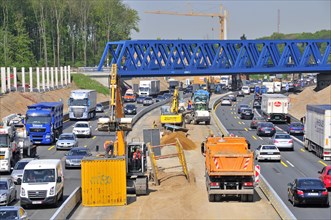 Widening of the A3 motorway near Cologne-Muelheim, North Rhine-Westphalia, Germany, Europe