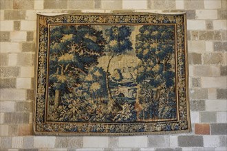 Old tapestry with detailed forest landscape, interior view, Grand Master's Palace, Knights' Town,