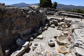 Archaeological site on Phaistos hill of Minoan culture of pre-Greek people Minoans, ruins of
