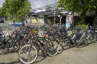 Bicycles at Zehlendorf S-Bahn station, Teltower Damm, Steglitz-Zehlendorf, Berlin, Germany, Europe