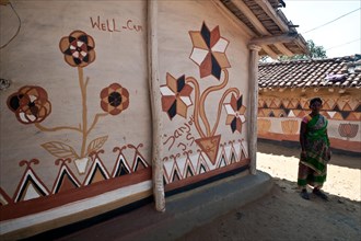 Mural paintings Sohrai style, traditional art form practised by rural low caste and tribal women,