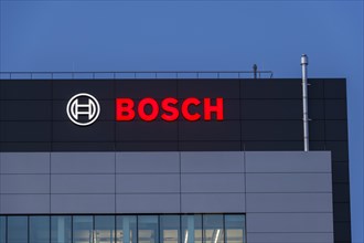 Logo of Robert Bosch GmbH on the facade of a building, Waiblingen, Baden-Wuerttemberg, Germany,
