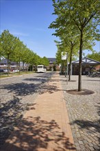 Central bus station in Niebuell, Nordfriesland district, Schleswig-Holstein, Germany, Europe