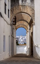 Archway in the narrow streets of Vejer, Andalusia, Spain, Europe