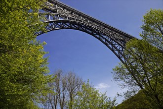 Muengsten Bridge, the highest railway bridge in Germany, spans the valley between Solingen and