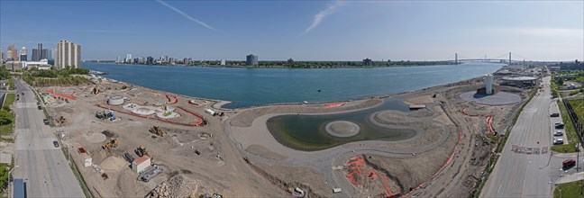 Detroit, Michigan, Construction of the a new park on Detroit's west riverfront. The 22-acre Ralph C