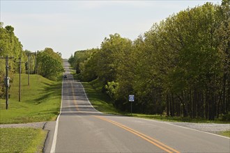 Historic Route 66 in the evening light near Springfield, Missouri