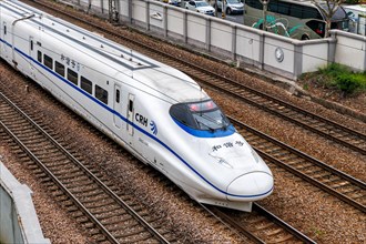 High-speed train of the China Railway CR type CRH2C train in Shanghai, China, Asia