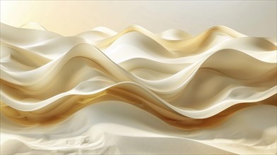 Abstract beige and cream wavy patterns with a smooth, serene atmosphere, AI generated