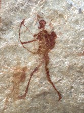 Prehistoric depiction of an archer hunting, archer, San rock paintings, Sevilla Art Rock Trail,