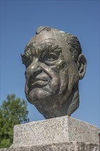 Bust of the Swedish author, playwright and journalist Wilhelm Moberg, 1898, 1973, in Vaexjoe,