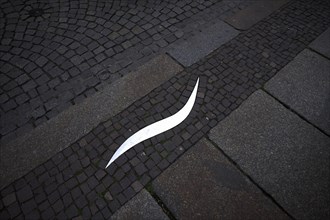 Leipziger Notenspur, sheet music as signposts on the asphalt, Leipzig, Saxony, Germany, Europe