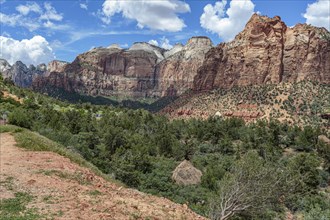 Rugged mountains with various geology in Zion National Park, Utah, United States of America, USA,