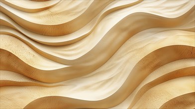 Abstract beige and cream wavy textures with a smooth and warm appearance, AI generated
