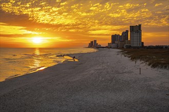 Sunset over the Gulf of Mexico at Gulf Shores, Alabama, United States of America, USA, North