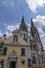 St Peter's Cathedral, left St John's, Regensburg, Upper Palatinate, Bavaria, Germany, Europe