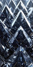 3d digital design art featuring myriad triangles coated in shiny metallic hues, AI generated