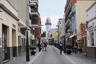 Candelaria, Tenerife, Canary Islands, Spain, Europe, A busy urban street lined with buildings with