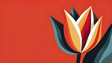 Illustration of a tulip flower in abstract bold geometric shapes, AI generated