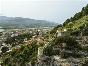 Berat from a drone, Osum River, Albania, Europe