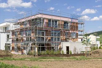 Residential construction, new construction, new development area, modern houses, construction work,