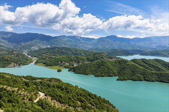 Bovilla Lake and Mountains, Bovilla Reservoir, Tirana, Albania, Europe