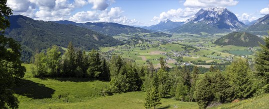 View from the Stalingrad Chapel into the Enns Valley, Grimming, Hoher Dachstein, Kammspitze,