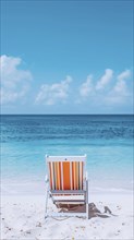 Empty beach chair at the beach, AI generated