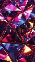 3d digital design art featuring myriad triangles coated in shiny metallic hues, AI generated