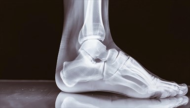 Lateral X-ray image of a human foot with visible bones and joints, AI generated, AI generated