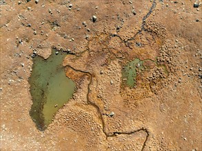 Aerial view, top-down view, small lake on the high plateau of the Gurgler Seenplatte, near