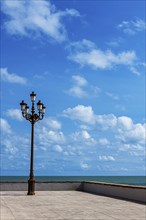 Candelabra on the seafront promenade, Cadiz, Andalusia, Spain, Europe