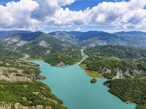 Bovilla Lake and Mountains, Bovilla Reservoir, Tirana, Albania, Europe
