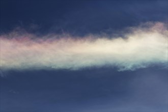 Aviation, fading rainbow contrails from passenger plane, Province of Quebec, Canada, North America